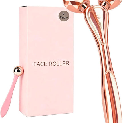 3D Face Roller Set, Stainless Steel Facial Massager & Eye Cream Applicator, 2-in-1