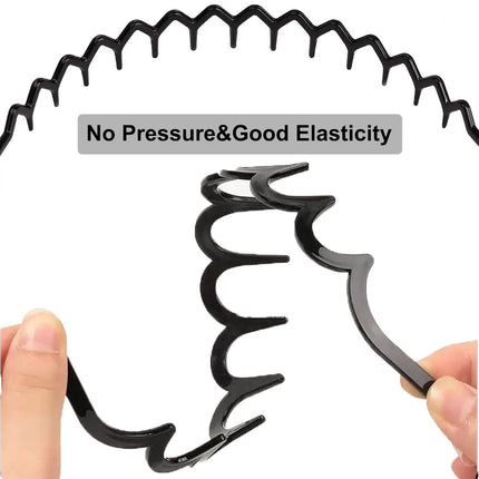 6PCS Zig Zag Headbands, Black Plastic Comb Hair Hoops Women & Men, Premium Hair Accessories