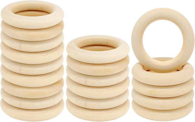 20PCS Natural Wooden Rings for Crafts, 2.2-Inch Macrame Rings for DIY Projects