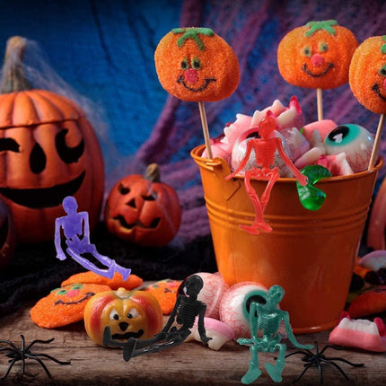 24PCS Halloween Stretchy Skeleton Toys, Squishy Skull Party Favors & Goody Bag Fillers