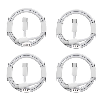 4-Pack 3FT 60W USB-C to USB-C Fast Charging Cables – Compatible with MacBook, iPhone 15, iPad & Samsung