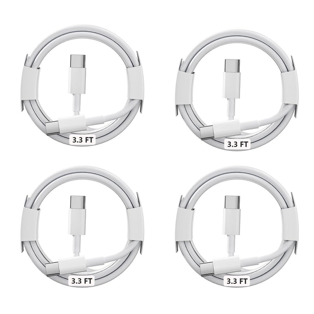 4-Pack 3FT 60W USB-C to USB-C Fast Charging Cables – Compatible with MacBook, iPhone 15, iPad & Samsung