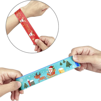 48 PCS Holiday Slap Bracelets for Kids Boys Girls Stocking Stuffers