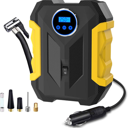 Digital Car Air Compressor, Portable 12V Tire Inflator Pump with LED Light