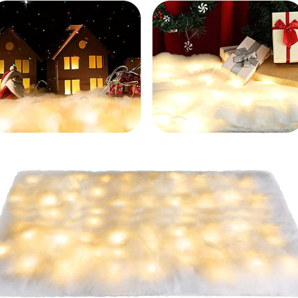 Christmas LED Snow Blanket, 70x17.7” Light-Up Roll for Winter Holiday Displays