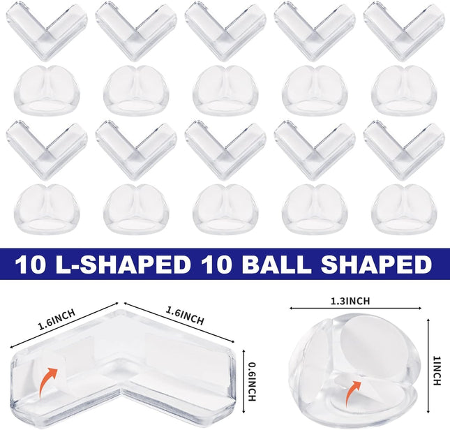 20-Pack Baby Corner Protectors – Clear Table & Furniture Safety Guards