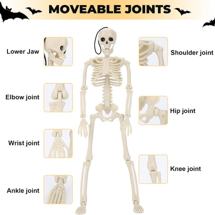 5PCS 16in Poseable Halloween Skeletons, Movable Plastic Yard & Graveyard Decor