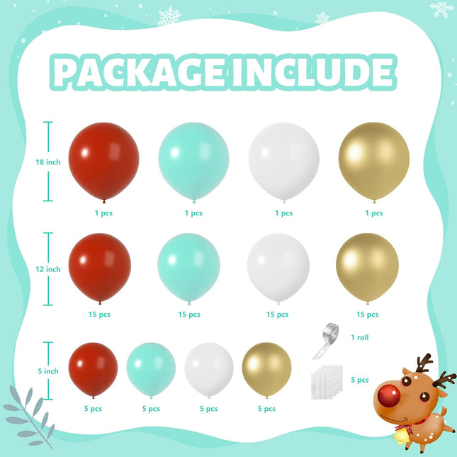 Christmas Balloon Arch Kit – 5, 12, 18In Red, Green, Gold Balloons for Party Decor