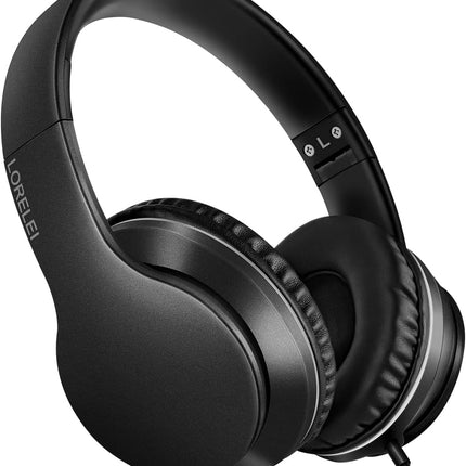 Over Ear Wired Stereo Bass Headphones with Mic Foldable Space Black 1.45M