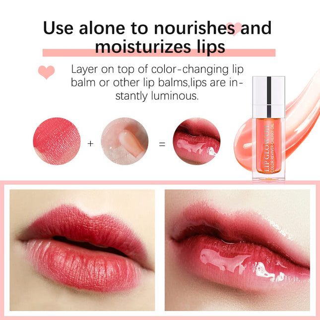 Hydrating Lip Glow Oil – Plumping, Tinted, Moisturizing, Non-Sticky Gloss
