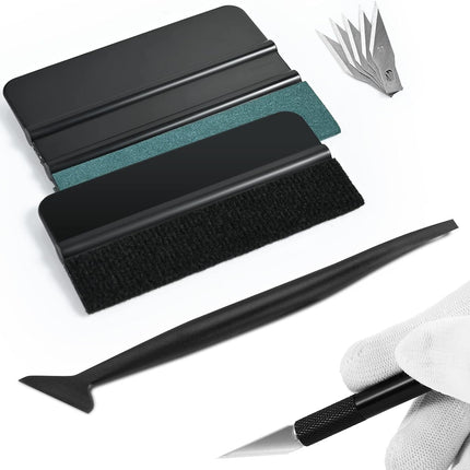 Car Window Tint Installation Kit – Vinyl Wrap Tools with Felt Squeegee & Razor Knife