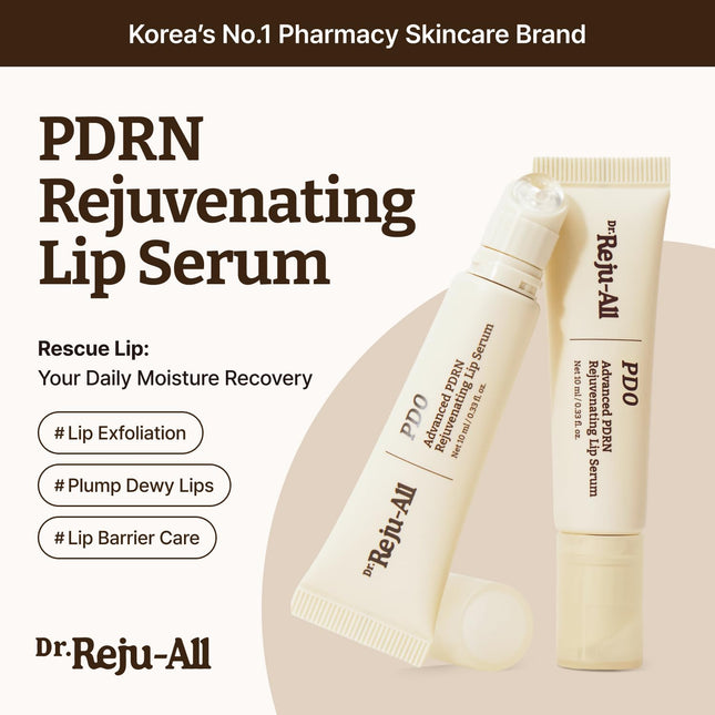 PDRN Rejuvenating Lip Serum 0.3oz, Hydrating Lip Balm with Hibiscus & Lactic Acid