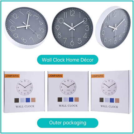 Modern 12" Wall Clock – Silent, Non-Ticking, Battery Operated for Home