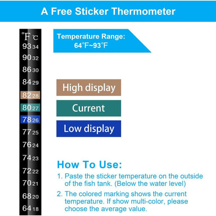 DaToo Mini Aquarium Heater 25W for 1-5 Gallon Fish Tanks with Free Thermometer Sticker