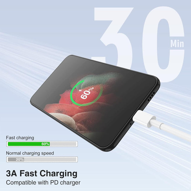 3 Pack USB C Cable 60W Fast Charger Cord for MacBook iPhone & Samsung