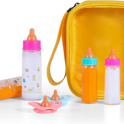 Baby Doll Bottle Accessories – 6 Pcs Feeding Bottles with Disappearing Milk & Juice