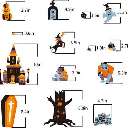Halloween Window Stickers, 10-Sheet Reusable Clings & Decals for Indoor Outdoor Decor
