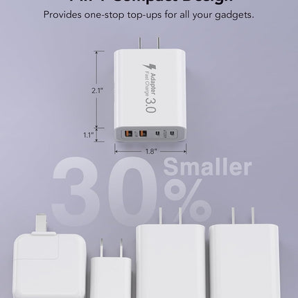 2-Pack 40W USB-C Charger – 4-Port Fast Charging Adapter for iPhone & iPad