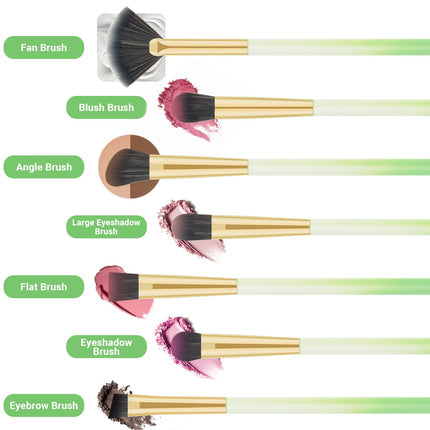 8Pcs Eye Makeup Brush Set, Synthetic Eyeshadow Eyebrow Lip Brushes with Puffs & Case
