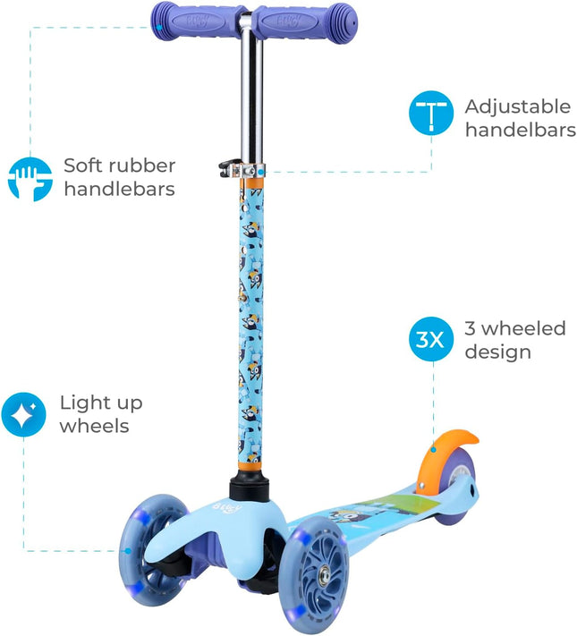 Kids 3 Wheel Kick Scooter Self Balancing LED Light Up Wheels Scooter