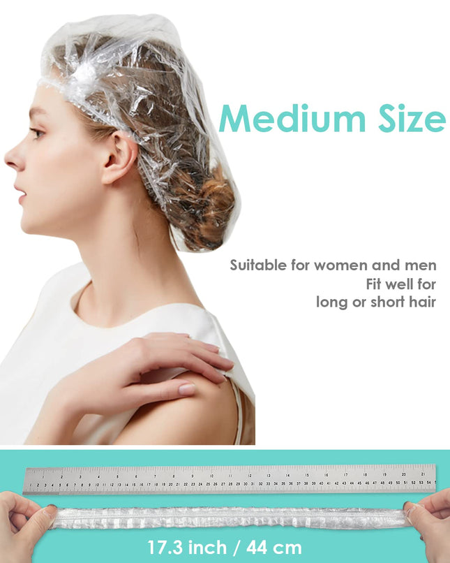 100PCS Disposable Shower Caps – Thick, Waterproof Hair Caps for Travel & Home