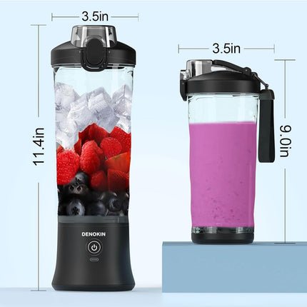 Portable Blender 20oz Cordless Personal Smoothie Maker with 6 Blades, Black