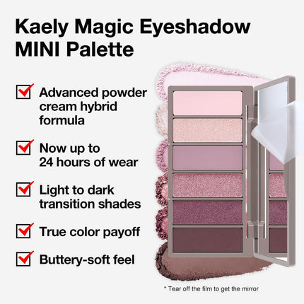 6 Color Rose Pink Eyeshadow Palette, Mauve Plum Matte Shimmer, Highly Pigmented
