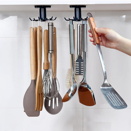 2pcs Rotating Adhesive Hooks for Kitchen, RV & Storage Shelves