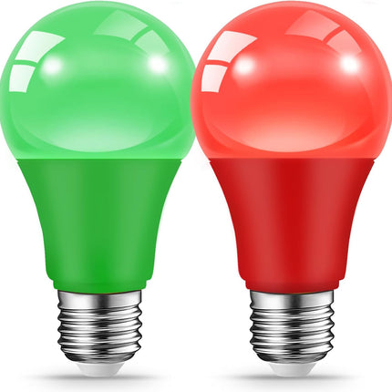 Christmas Light Bulbs 9W Red & Green – E26 Base Holiday LED Lights, 2-Pack