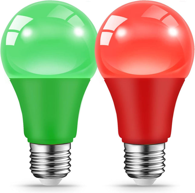 Christmas Light Bulbs 9W Red & Green – E26 Base Holiday LED Lights, 2-Pack