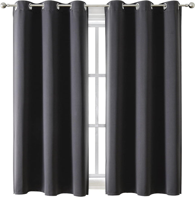 Dark Grey Blackout Curtains 2 Panels, Thermal Insulated Room Darkening Drapes