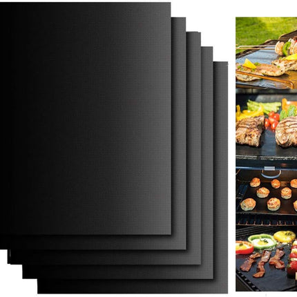 5-Pack Nonstick Grill Mats, Reusable BBQ Teflon Mats for Gas, Charcoal & Electric Grills