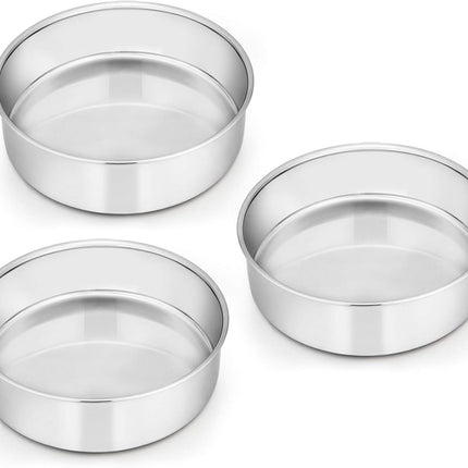 6 Inch Cake Pan Set of 3 Stainless Steel Round Baking Pans Dishwasher Safe