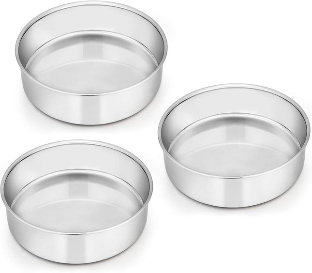 6 Inch Cake Pan Set of 3 Stainless Steel Round Baking Pans Dishwasher Safe