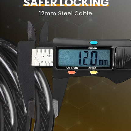 Heavy-Duty Bike & Scooter Cable Lock, 5-Digit Resettable Combination with Mount
