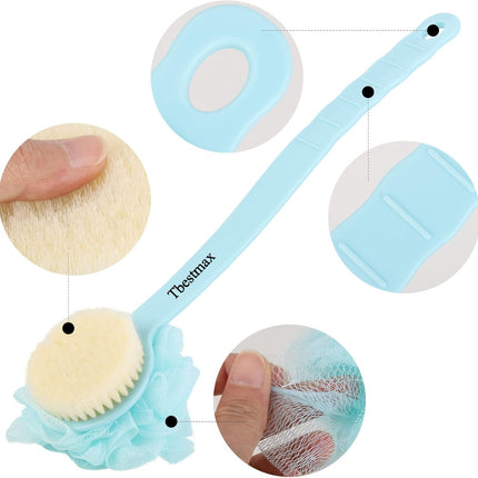 Long Handle Loofah Back Scrubber, Soft Mesh Shower Body Brush for Exfoliating & Massage