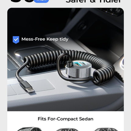 65W USB C Car Charger Fast Charging Adapter for iPhone 17/16/15 & Samsung