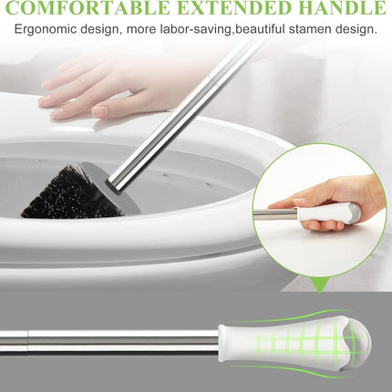 Compact Toilet Brush & Holder – Stainless Steel, Space-Saving, White & Grey