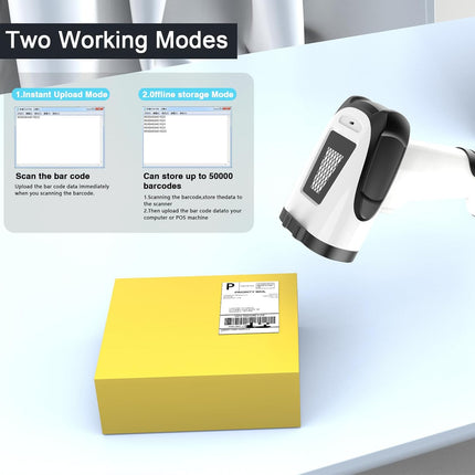 3-in-1 Wireless Barcode Scanner – Bluetooth, 2.4GHz & USB, 1800mAh for POS & Warehouse
