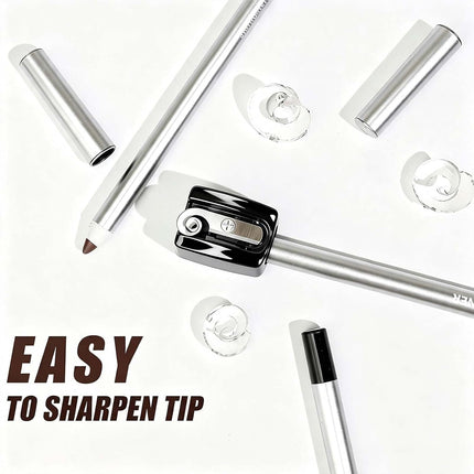 2PCS Waterproof Gel Eyeliner Pencils with Sharpener, Smudge-Proof, Long-Lasting, 4 Colors