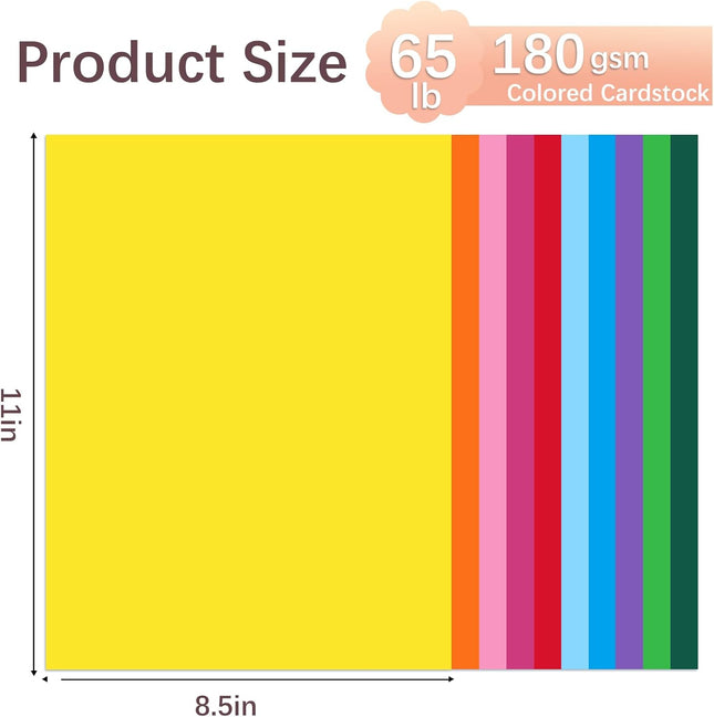 40 Pack Colored Cardstock Paper, 180gsm 65lb, 8.5 x 11 Inch, 10 Assorted Colors