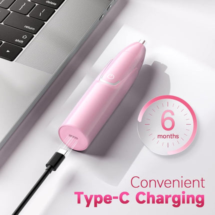 Rechargeable Ear & Nose Hair Trimmer 2026 – Painless, Dual-Edge Blades, Pink