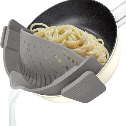 Clip On Silicone Strainer for Pots Pans Collapsible Colander Grey Kitchen