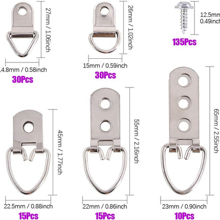 415PCS Picture Hangers Kit – Heavy Duty, Assorted Hooks & Screws, 7 Models