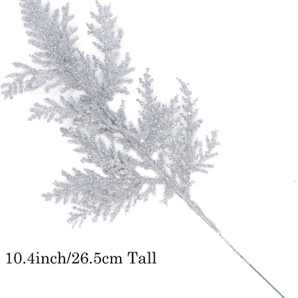 20Pcs Glitter Pine Tree Picks – 10.4" Artificial Pine Branches & Twigs for Holiday Décor