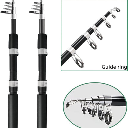 2PCS Telescopic Fishing Rod & Reel Combo with Carrier Bag 6.9FT
