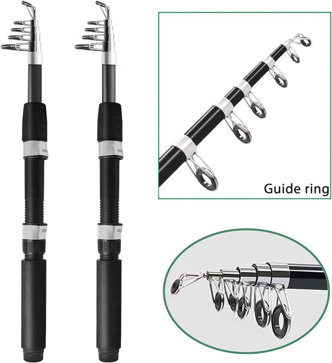 2PCS Telescopic Fishing Rod & Reel Combo with Carrier Bag 6.9FT