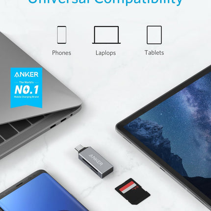 USB C Memory Card Reader Dual Slot for SDXC SDHC MicroSD and MMC Cards