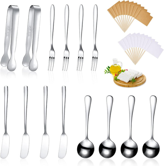 Charcuterie Board Accessories Set Cheese Knives Tongs Spoons Forks Silver