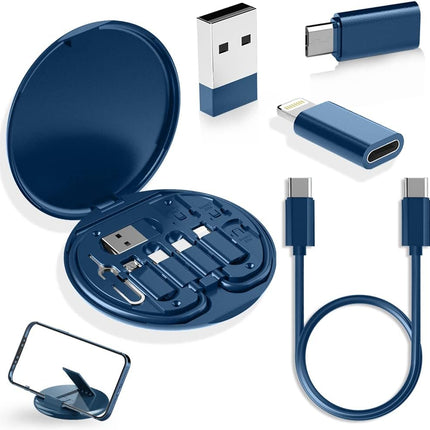 USB Charging Cable with Lightning & USB-C Adapter + SIM Card Organizer Box